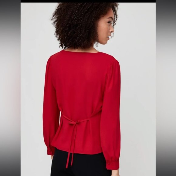 ❗️SOLD❗️Aritzia Babaton Red Long Sleeve Bennie Blouse Size M - Picture 3 of 9